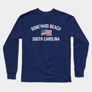 Boneyard Beach South Carolina Bulls Island SC USA Flag Vintage Long Sleeve T-Shirt